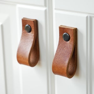 Leather drawer pulls, cabinet furniture hardware natural leather pulls,dresser handles, leather door handle, cupboard pulls image 10