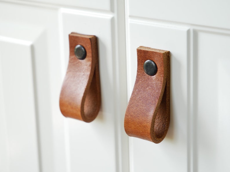 Leather drawer pulls, cabinet furniture hardware natural leather pulls,dresser handles, leather door handle, cupboard pulls image 10