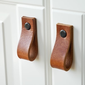 Leather IKEA handle knob, furniture pulls, leather knobs, kitchen drawer pulls and knobs Brown