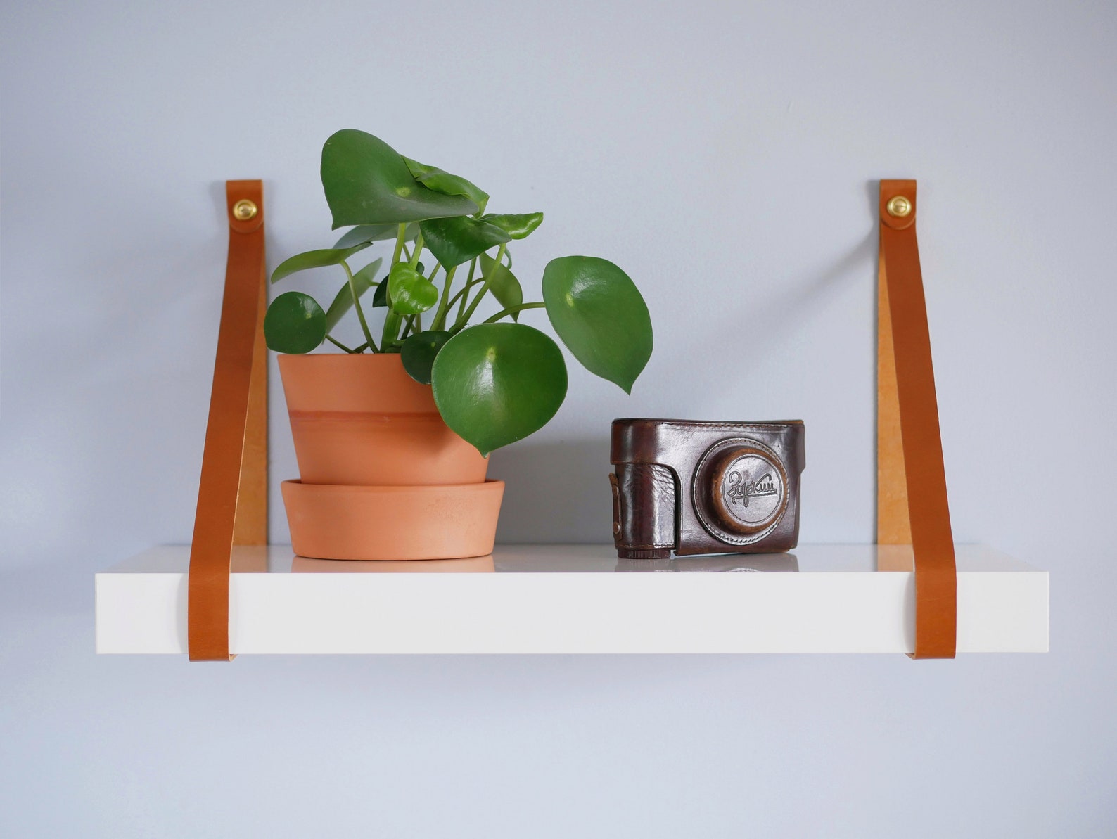 Hanging Shelf Leather Straps Floating Shelf Brackets Kitchen Etsy