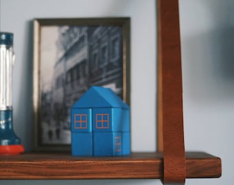 Leather Hanging Shelf Straps, Rustic Wall Decor, Housewarming Gift