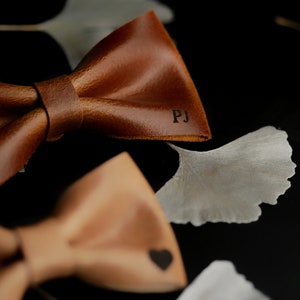Leather bow tie for men, gift for husband, gift for groom from bride, brown bow tie as personalized gift, unique gifts for men image 9