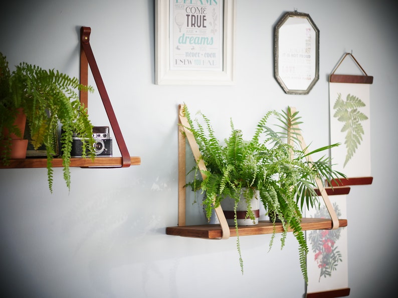 Natural Leather Straps for Floating Shelves or Hanging Shelf Etsy