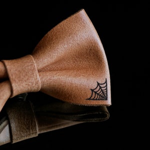 Handmade Leather Halloween Bow Tie: Spooky Costume Accessory