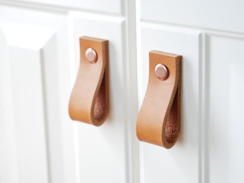 Leather drawer pulls, cabinet furniture hardware natural leather pulls,dresser handles, leather door handle, cupboard pulls image 5