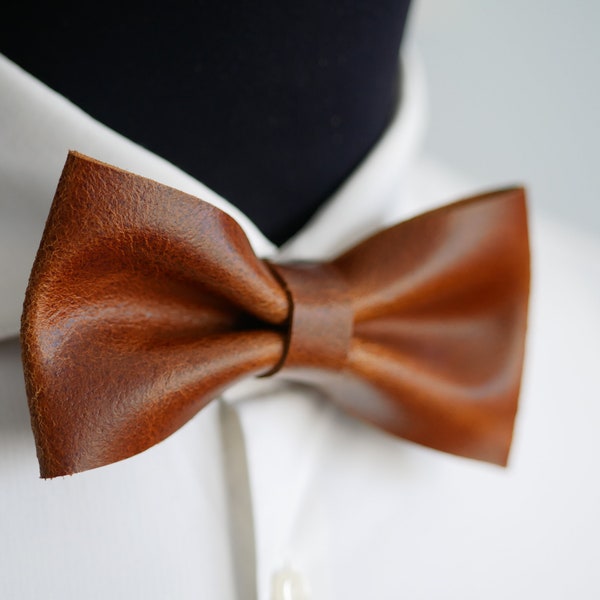 Unique leather bow tie for men, husband christmas gift, sentimental wedding present,father of the groom gift from son, minimalist wedding
