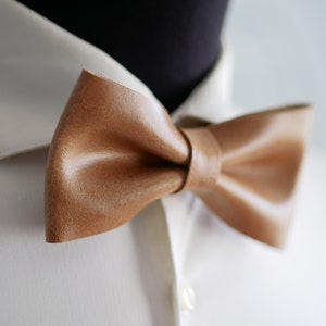 Leather bow tie for men, gift for husband, gift for groom from bride, brown bow tie as personalized gift, unique gifts for men Beige