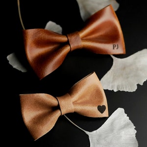 Leather bow tie for men, gift for husband, gift for groom from bride, brown bow tie as personalized gift, unique gifts for men image 5