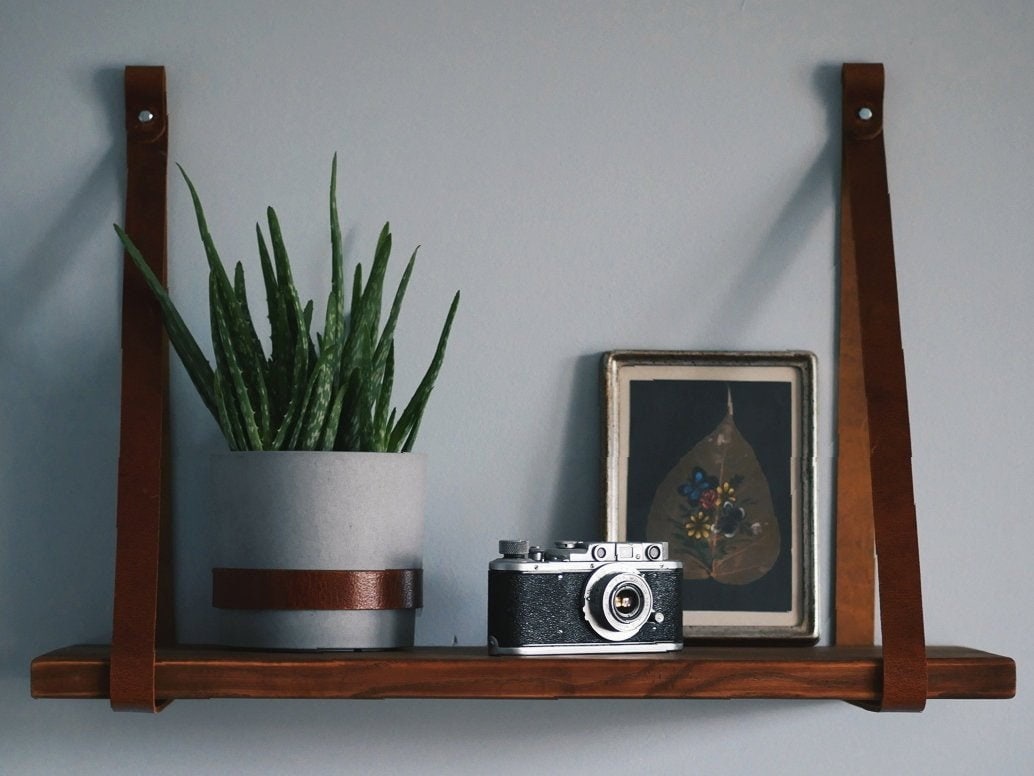 Leather Strap Shelf Shelving Straps for Floating Wall Shelf Etsy UK