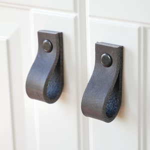 Leather IKEA handle knob, furniture pulls, leather knobs, kitchen drawer pulls and knobs Gray