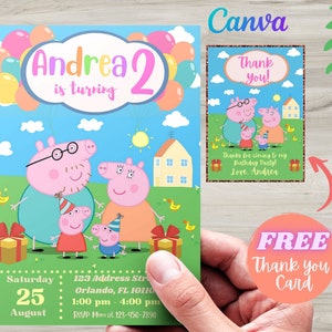 Digital Invitation Birthday Girl Card Invites E-invite Digital Princess Fairy Pig Invitations