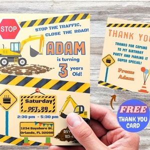 CONSTRUCTION SITE THEME Boy Digital Invitation Birthday Card Invites E-invite Invitations