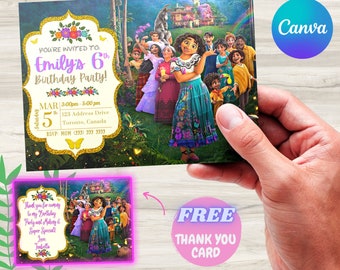 Invitación de cumpleaños de Mirabel, tarjeta de fiesta personalizada (PDF y PNG)