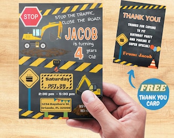 Construction Birthday Invitation, Truck Theme (Digital)