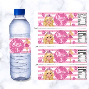 Water Bottle Label Girls Birthday Editable Digital Water Bottle Lable for Birthday Parties!