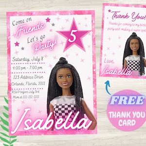 Editable Girls Birthday Invitation Heart Invitation Digital Template Card Invites E-invite Digital Princess Doll Invitations
