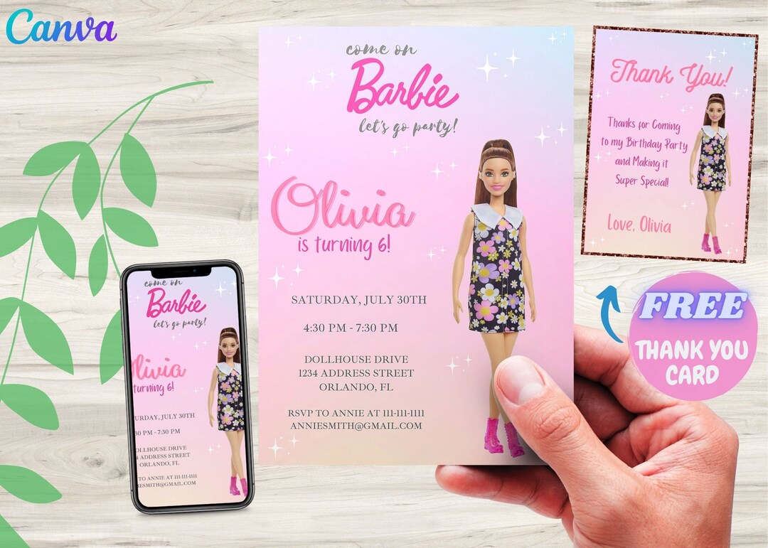 Girl birthday invitation editable digital template card invites e
