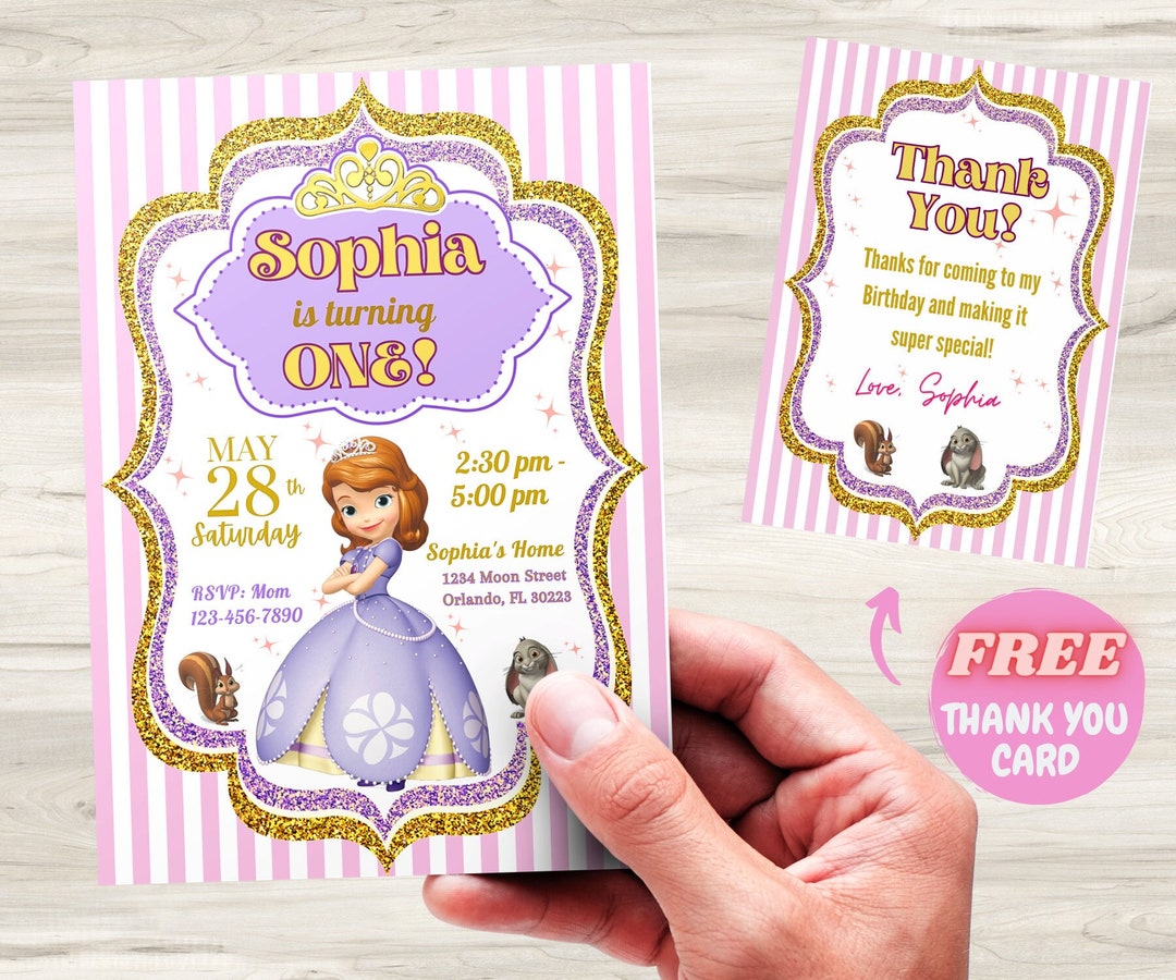 sofia the first invitation card editable Amazon.com: Custom Birthday Party Invitation main image 0