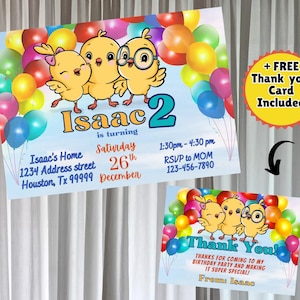 Invitación digital CANTICOS Tarjeta de invitación de cumpleaños para niño Invitaciones digitales de pollitos