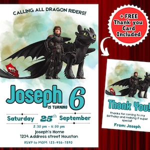 Digitale uitnodiging How To Train Your Dragon, verjaardagsuitnodiging draak, jongenskaart nodigt E-uitnodiging uit en gratis bedankkaart!