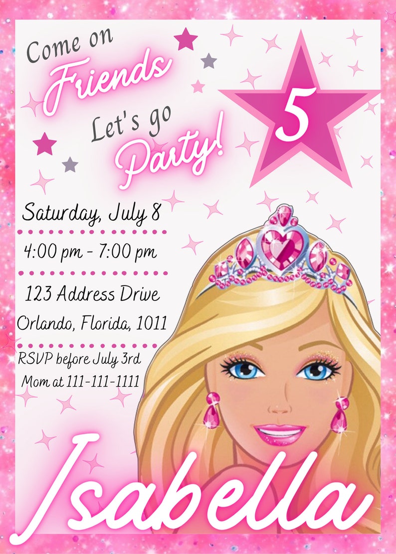 Editable Girls Birthday Invitation Heart Invitation Digital Etsy