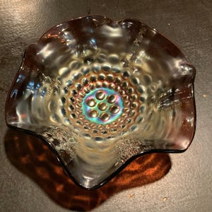 Fenton Amethyst Carnival Coin Dot Bowl