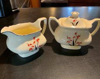 Vintage WS George LIDO Canarytone Creamer and Sugar