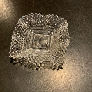 Vintage Indiana Glass Diamond Point Ruffled Candy Dish