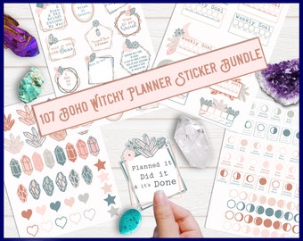 Boho Witchy Planner Sticker Bundle - Instant Download - Planner Stickers - Cricut Stickers