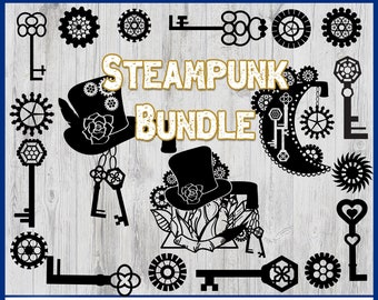 Steampunk SVG Bundle - Instant Download - Gears and Keys SVG