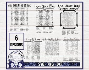 Badrumsordsökning SVG-paket - Direkt nedladdning - Heminredningspaket