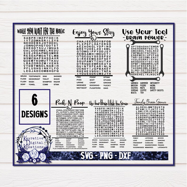 Download Bathroom Word Search SVG Bundle Instant download Home | Etsy