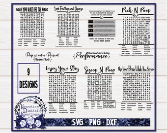 Badrumsordsökning SVG-paket - Direkt nedladdning - Badrumsordsökning