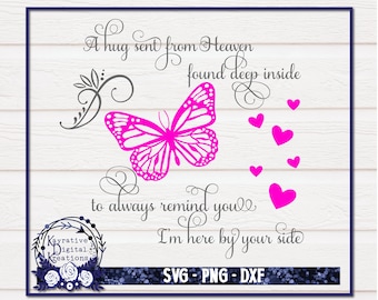 A Hug From Heaven SVG - Butterfly Memorial SVG - Instant Download