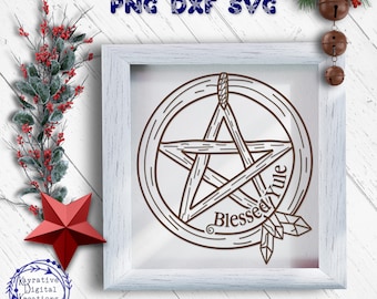 Blessed Yule Wreath SVG - Instant Download - Winter Solstice SVG