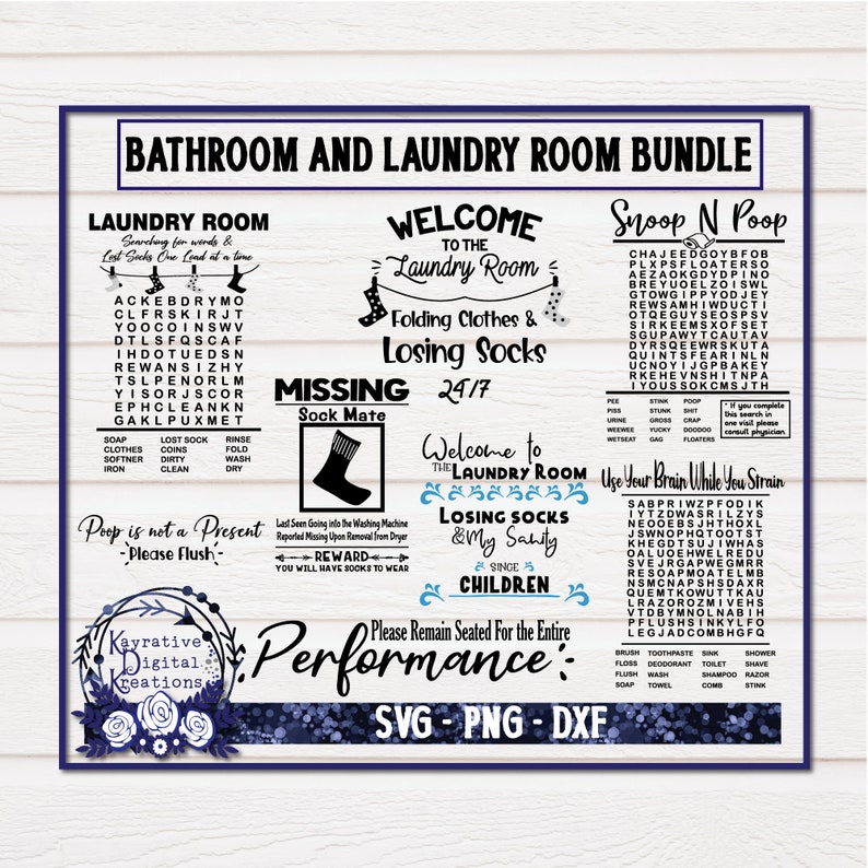 Bathroom Laundry Room Sign Making SVG Bundle Bathroom SVG Etsy