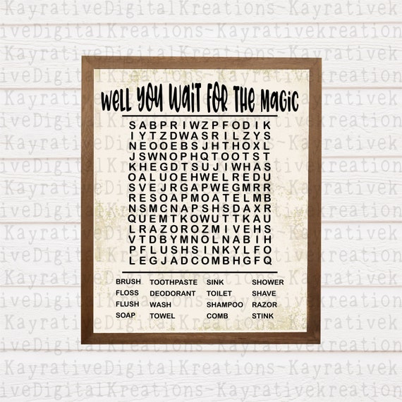 Download Funny Bathroom Decor SVG Word Search Instant Download | Etsy