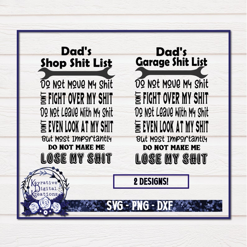 Download Dad's Garage Shit List INSTANT DOWNLOAD SVG Shop Shit | Etsy