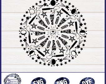 Full Moon Sage Burning Crystal Collecting Element SVG - Instant Download - Wiccan - Pagan - Witch