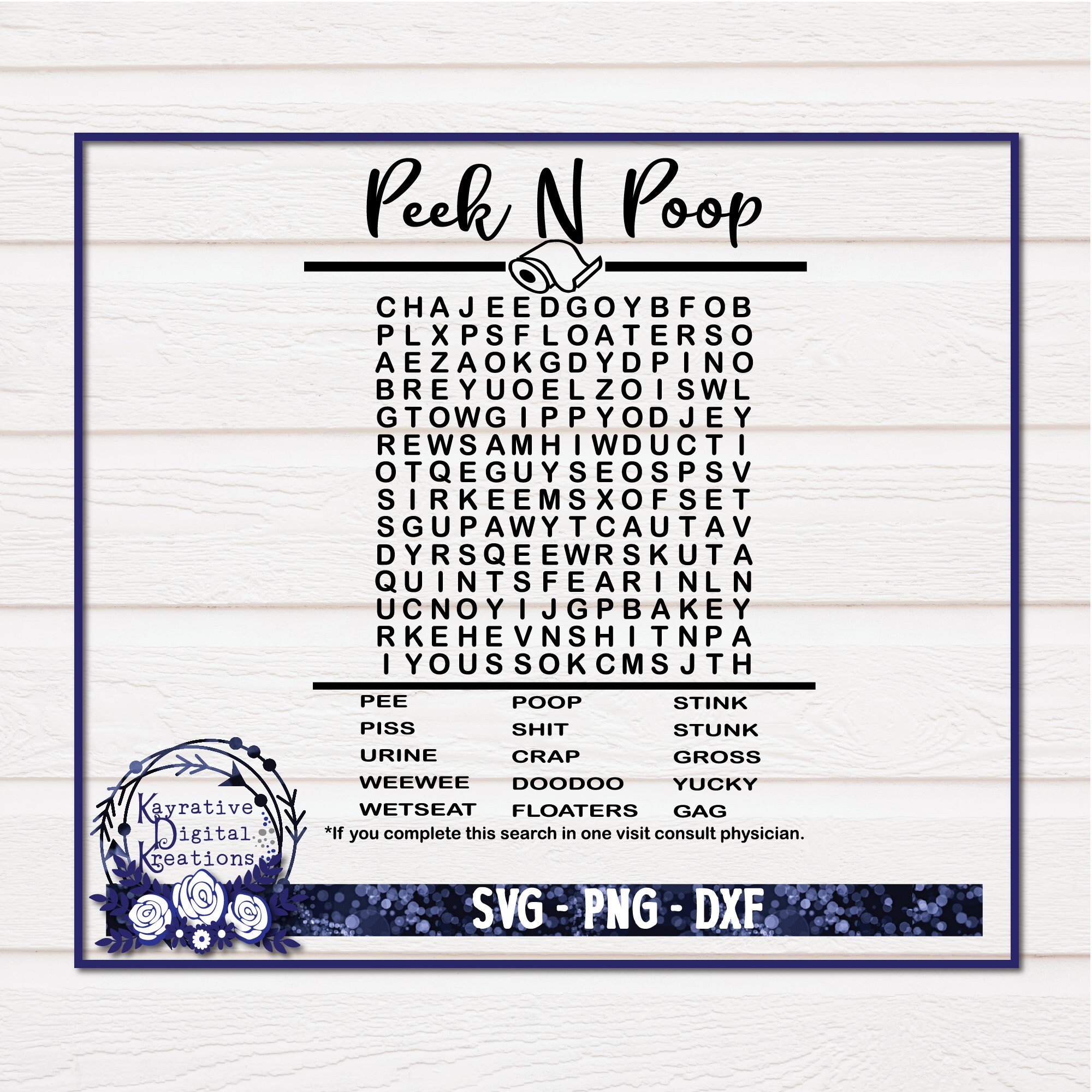 Washroom Word Search SVG Instant Download Funny Bathroom Etsy Canada