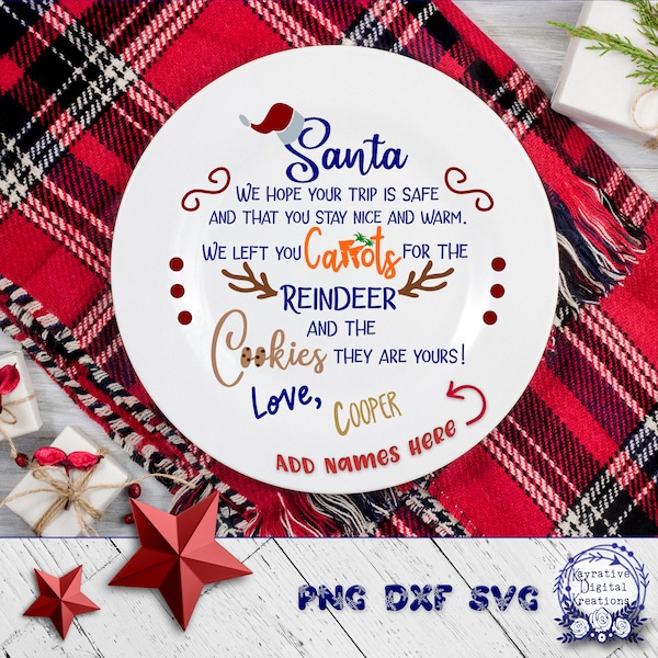 Santa Plate SVG - Instant Download - Carrots for Reindeer SVG