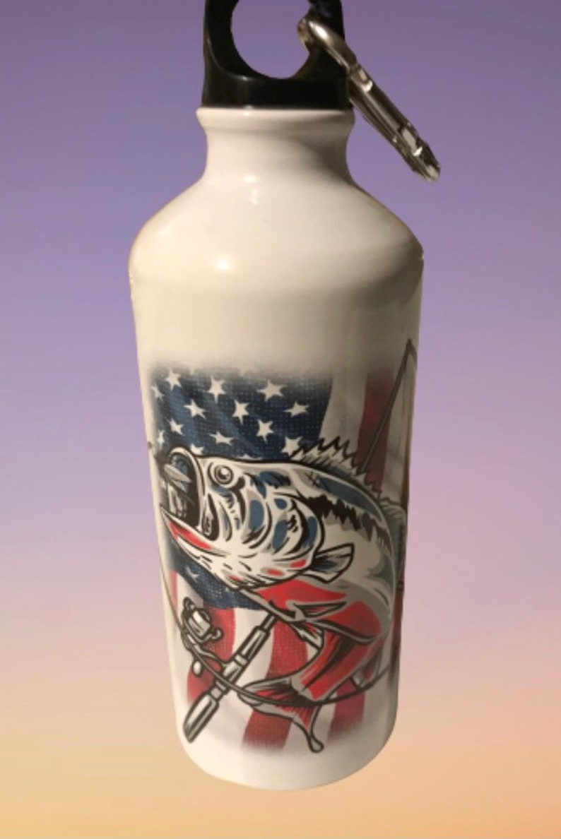 American bass fishing 20 oz aluminum water bottle