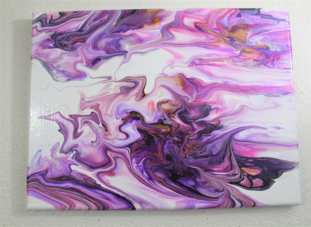 12 X 16 Purple and White Fluid Art Acrylic Canvas Painting - Etsy