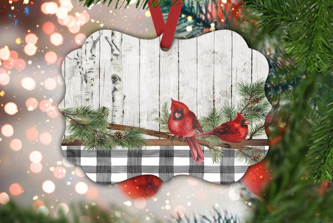 Cardinal Wood Panel Christmas Ornament Etsy