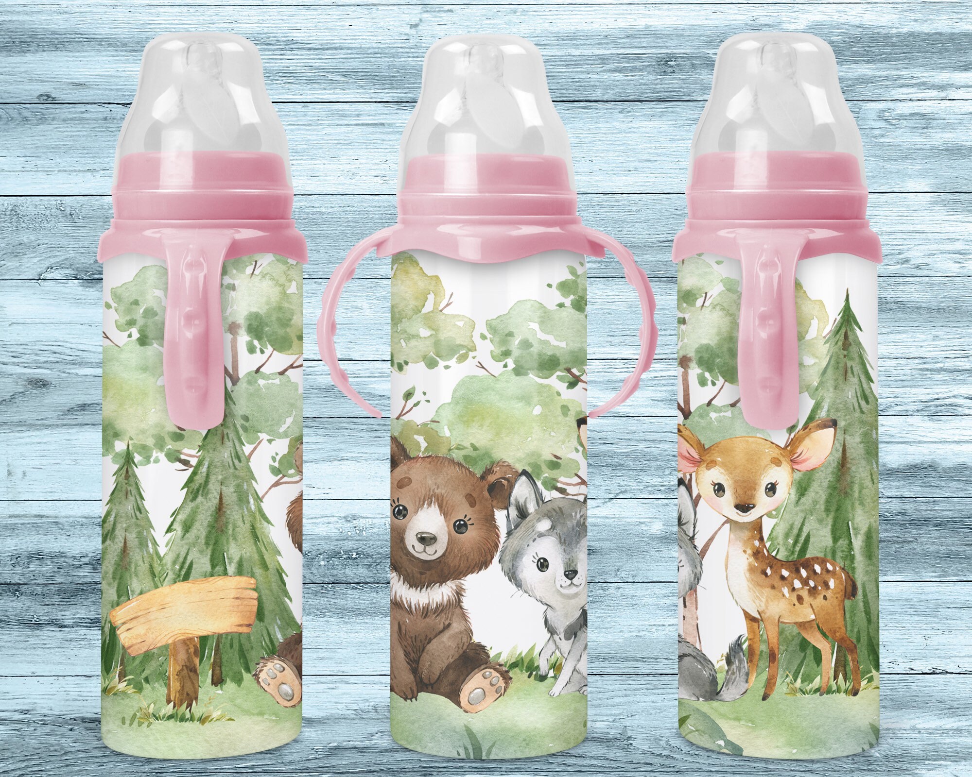 Personalized Forest Animals Baby Bottle Etsy
