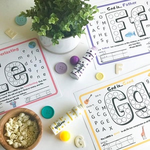 ABC Bible Activities for Kids, Kid&#39;s Bible Verse Alphabet, Kid&#39;s Scripture Cards, ABC Scripture,Sunday School, Homeschool, Instant Download,