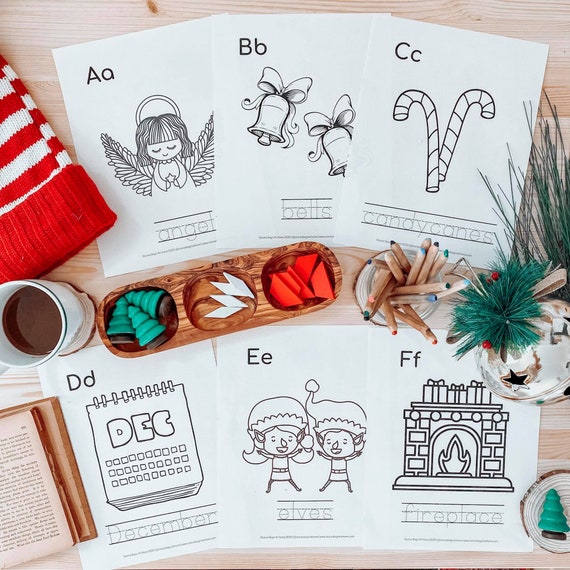 Christmas Printables Kids.Christmas Coloring Pages.Christmas Alphabet.Homeschool.Christmas Preschool Printable.Handwriting Practice.Tracing