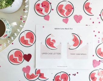 Actividades de aprendizaje de San Valentín/Alfabeto/Letras de aprendizaje/Coincidencia de letras/Preescolar/Kindergarten/Aprendizaje temprano/Imprimible/Descarga instantánea