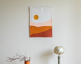 Aards wanddecor – muurhangend quilt – appartementdecor Boho – woestijnkwekerijdecor – landschapstextielkunst - zuidwestelijke muurbehang