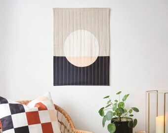 Colgante de pared textil - Estética de decoración minimalista - Arte de fase lunar - Tapiz de luna - Colgante de pared de luna - Decoración de habitaciones independiente